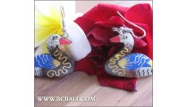 Bali Wood Earrings Duck Carving Painting